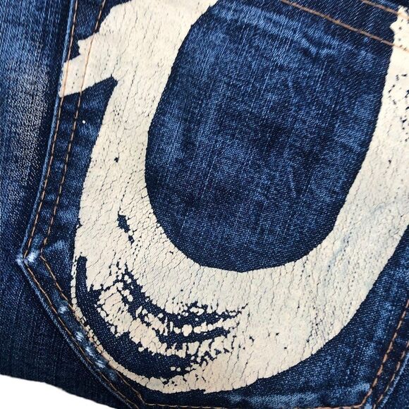 Vintage True Religion Jeans Size 36 Yellow Horsehoe Blue - Picture 10 of 10